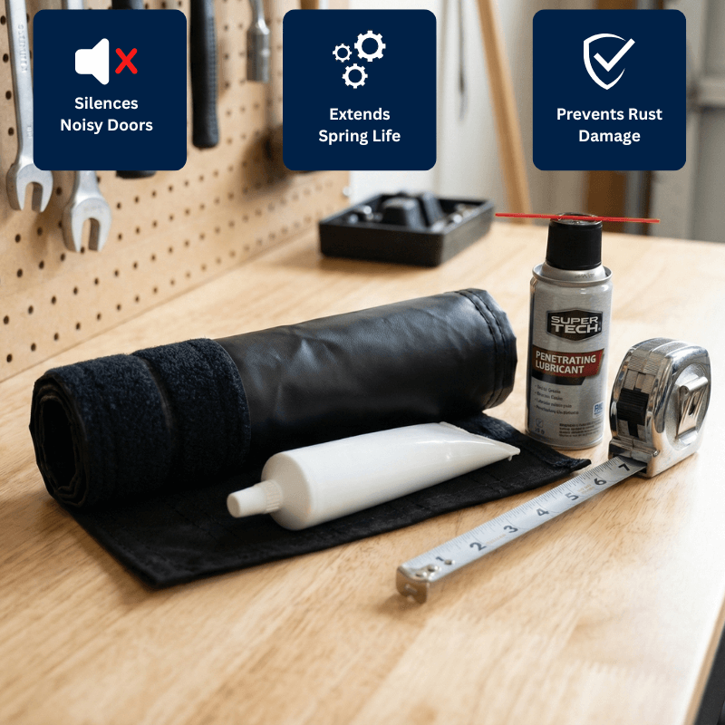Full Garage Door Spring Lubrication Wrap Kit - Includes Wrap, Lubricant, Applicator Tool, and Gloves