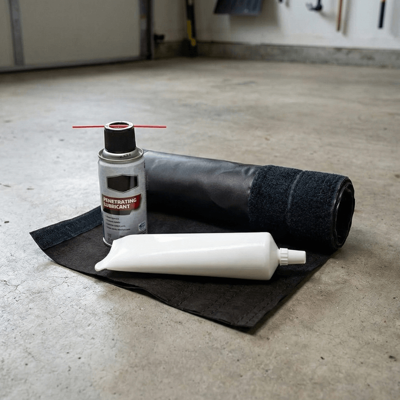 Garage Door Spring Lubrication Wrap (Black) with High-Performance Grease Bottle